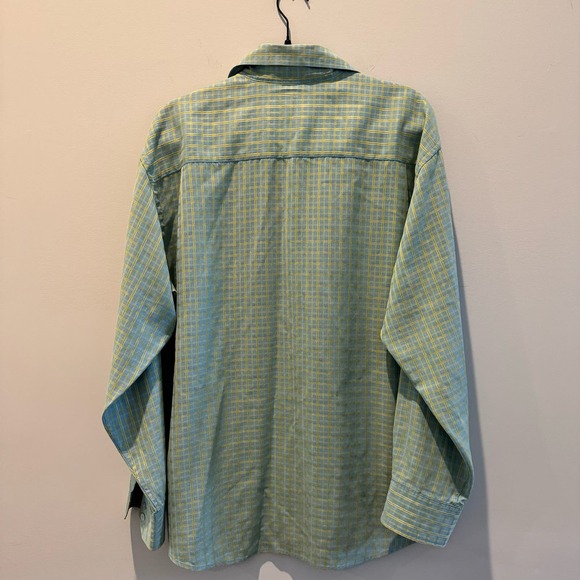 Bugatchi Uomo Flip Cuff Dress Shirt Plaid Long Sleeve Button Up Size L - Picture 9 of 11